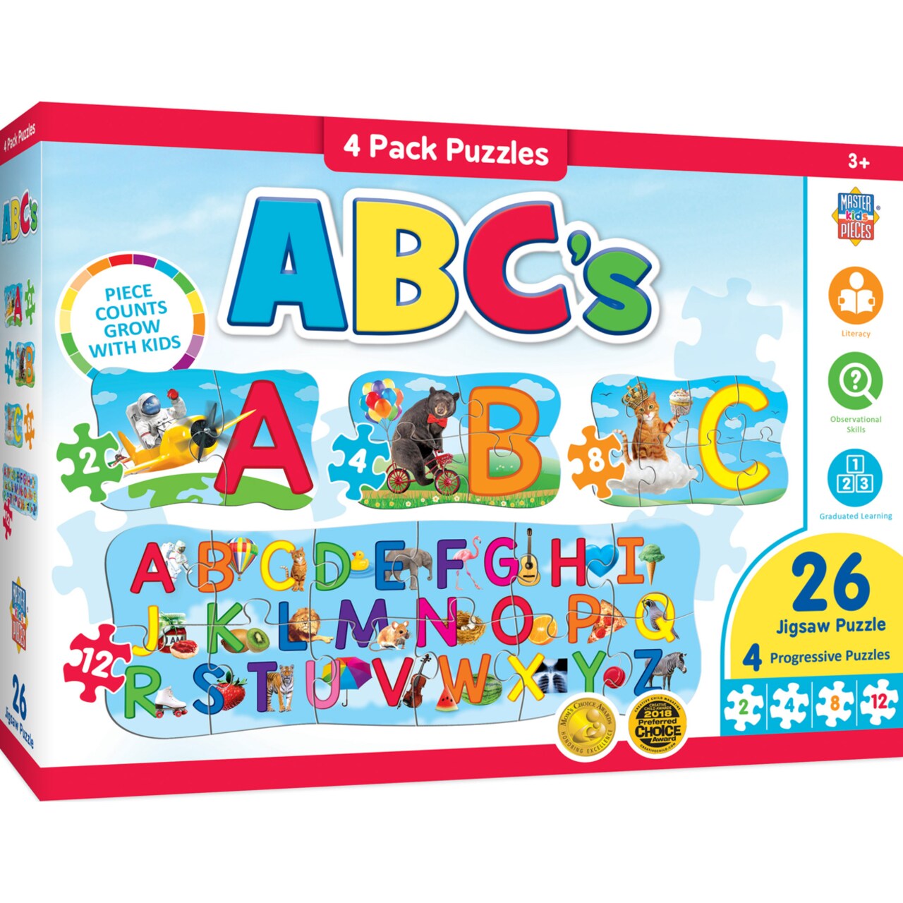 Masterpieces   26 Piece Jigsaw Puzzle for Kids - ABCs 4-Pack - 22.5&#x22;x8&#x22;
